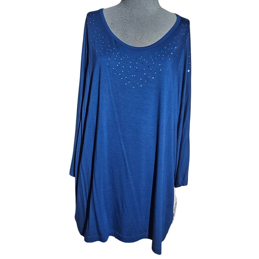 Royal Blue Embellished Long Sleeve Top Size 1X New with Tag